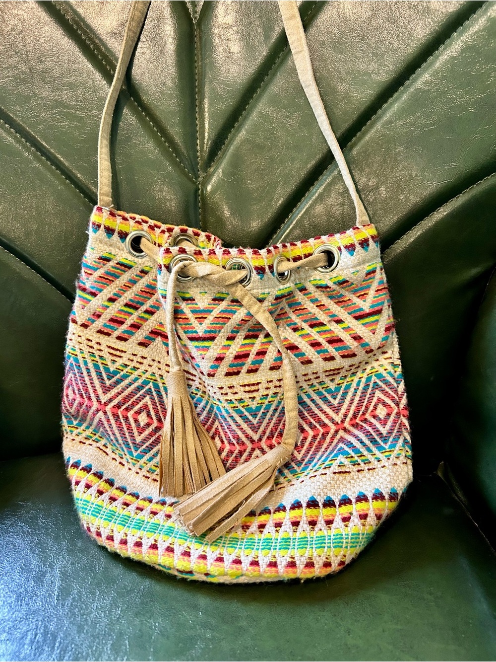 H&M Drawstring Tassel Bucket Bag